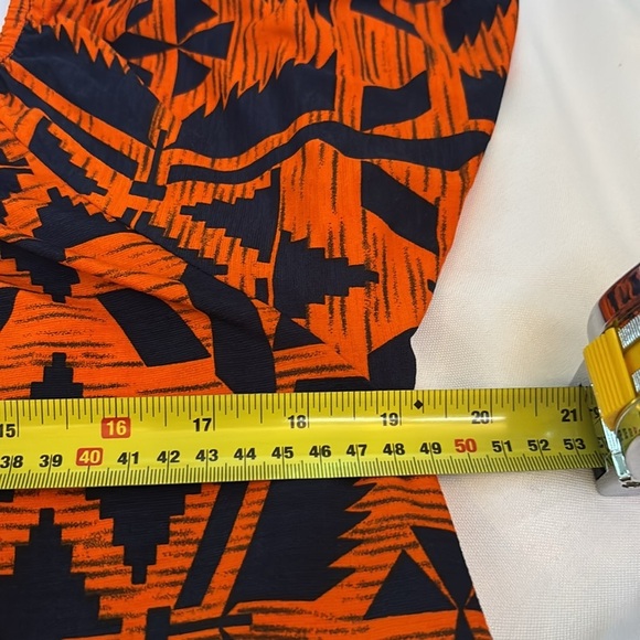 2/$30 CHRISTIAN ALIENDO Geometric Orange and Blue Long Sleeve Scoop Neck Dress - Picture 5 of 7